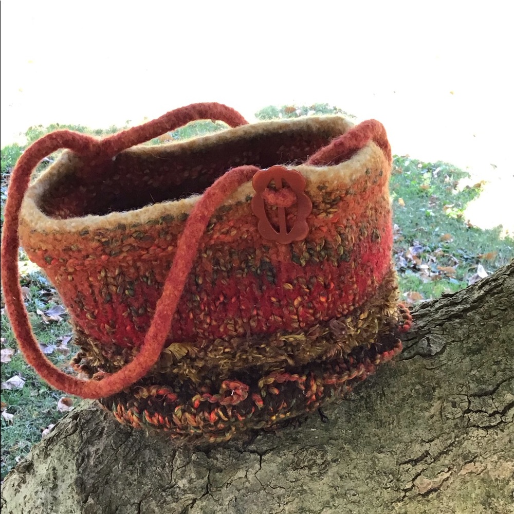 Handmade Felted wool bucket bag